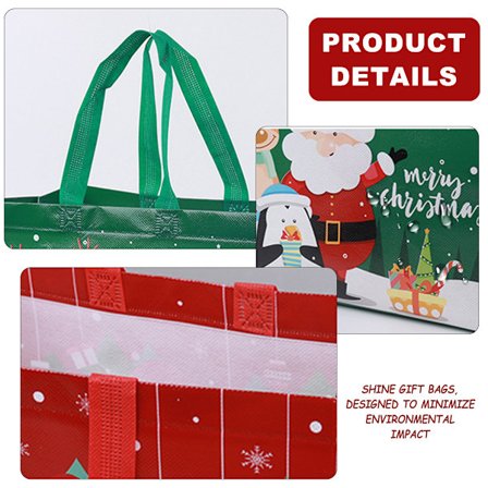 8 st återanvändbara presentpåsar - Stor presentpåse med handtag - Julkasse, Presentpåse, 32,5x25x17 stor storlek