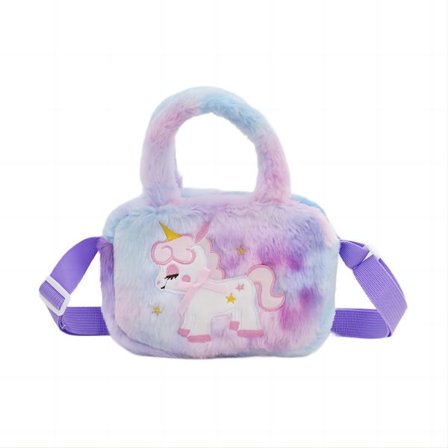 Enhjørning leketøy plysjveske for jenter i alderen 3-10 år Enhjørning gaver til bursdager og høytider i alderen 3-8. (Lilla farge)