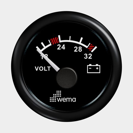 Wema Voltmätare 24V Blackline Svart för Marin