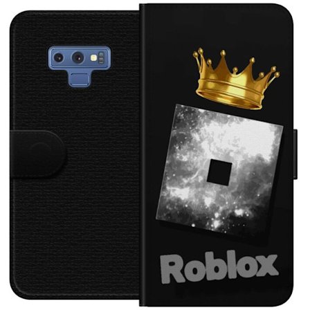 Kompatibelt Lommeboketui til Samsung Samsung Galaxy Note9 Minimalistisk svart og sølvfarget Roblox-symbol med gylden krone og luksuriøs gamer-esteti