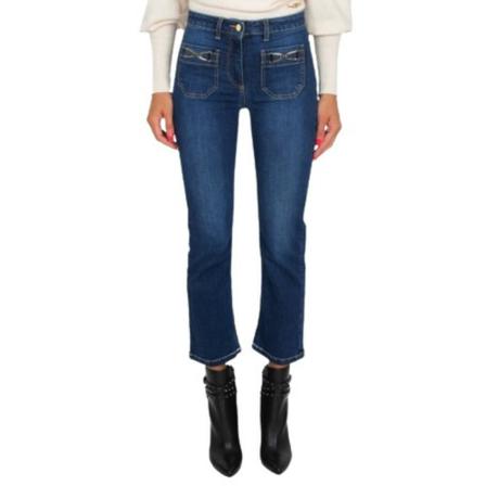 Elisabetta Franchi, Cropped Jeans Blauw, Dames, Maat:W26