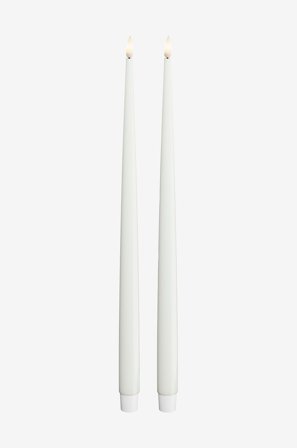DeluxeHomeart - LED Taper Candle Shiny 2,2x38 cm 2 stk. - Hvid - Lys - Fra Homeroom