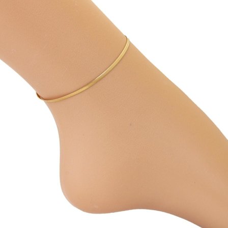 Guld Fotsmycke Fotlänk Vristlänk Fotkedja - Platt Ormlänk i Stål