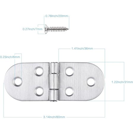 10 ruostumattomasta teräksestä valmistettua saranaa ja ruuvia, helppo ja tukeva asennus, f
