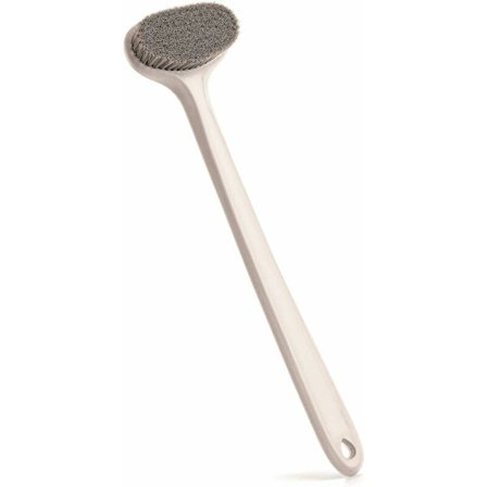 Duschborste med långt handtag, duschborste för ryggen, badborste, kroppsborste (vit)