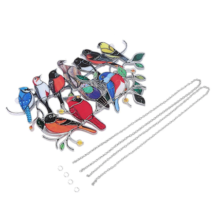 2 STK Fugle Farvet Akryl Vinduesophæng, Fugle på Tråd, Farvet Akryl Fugle Vinduesophæng Stort Panel, Solfanger