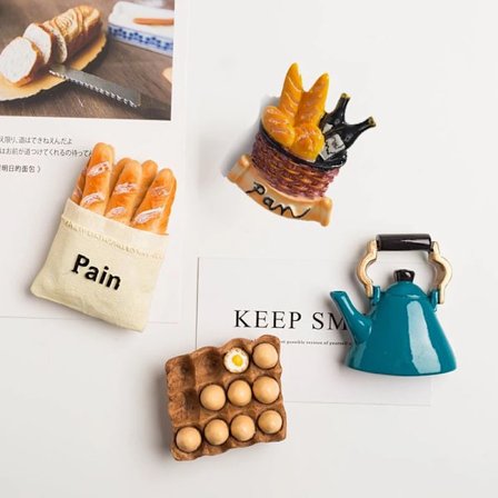 Nordic Ins Style 3D Food Resin Refrigerator Sticker Decoration Simulated Food Magnetic Stickers Fried Egg Refrigerator Magnet