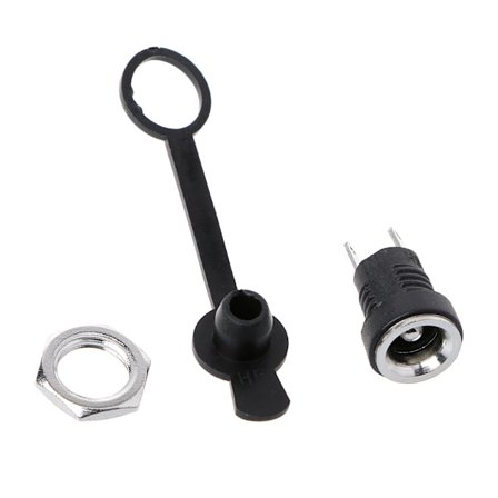 DC-strømstik stikkontakt 5,5 mm x 2,5 mm hun panelmonteringsadapterstik med vandtæt hætte Strømudtag Støvstik