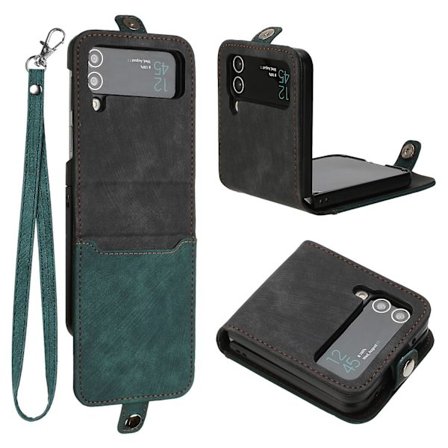 För Samsung Galaxy Z Flip3 5g Pu-läder+pc- case Korthållare Vikbart cover