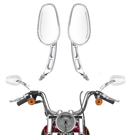 Cnc Billet Chrome 8mm Bakre Speil Kompatibel Harley Softail Dyna Sportster