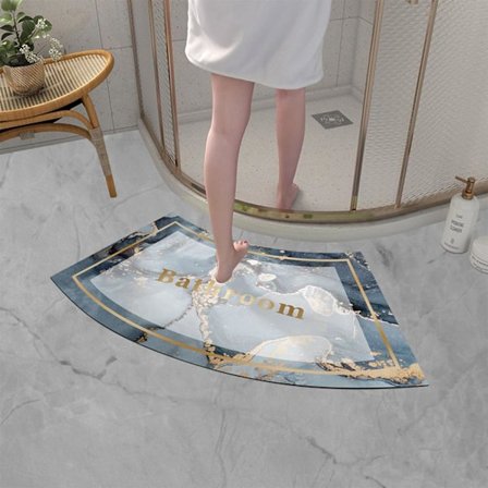 Kurvad badrumsmatta för kvadrantsduschkabin, absorberande kurvad badrumsmattor, 40x75cm