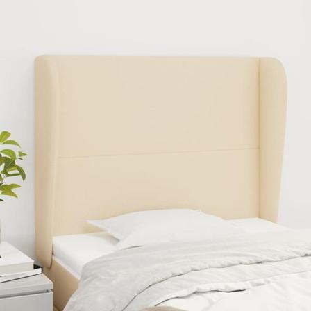 Vidaxl Huvudgavel Med Kanter Gräddvit 103x23x118/128 Cm Tyg Kräm