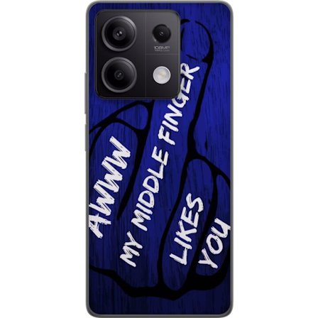 Kompatibelt Mobildeksel til Xiaomi Redmi Note 13 Mørk typografisk illustrasjon med hjerteform og budskap om vennskap mot dyp blå tretekstur