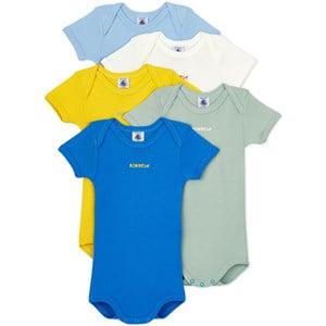 Kids - Petit Bateau 5-Pack Multicolor Branded Baby Bodies - All in ones - 6 months - Blue