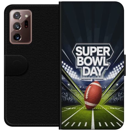 Yhteensopiva Lompakkokotelo Samsung Galaxy Note20 Ultra Super Bowl Day juliste, jossa amerikkalainen jalkapallo valaistuksella varustetulla areenalla