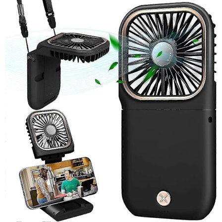 Usb Vifte Mini Vifte Stille Hengende Håndvifte, Usb Oppladbar Og 5000mah Med 3 Hastigheter, Sammenleggbar Og Bærbar Vifte For