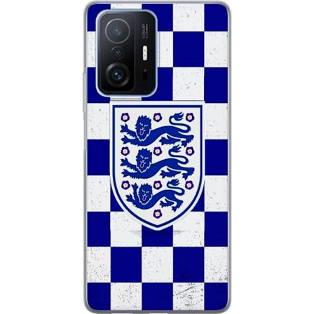 Kompatibel Mobilcover til Xiaomi Xiaomi 11T Grafisk skakternet mønster i blåt og hvidt med et klassisk heraldisk emblem, retro-inspireret sport- og