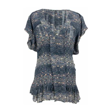 Isabel Marant Pre-owned Printed Short Sleeve Top Bluse Blå, Dame