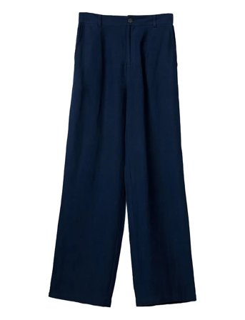 High Waist Wide-Leg Linen Pants Bottoms Trousers Wide Leg Navy Lexington Clothing