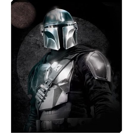 Star Wars: The Mandalorian Circle Canvas Print 40cm x 50cm Svart