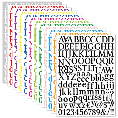 12 Ark Alphabet- og Tal-klistermærker Scrapbog Sjove Bogstaver Klistermærker Vandfaste Klistermærker til DIY Håndværk