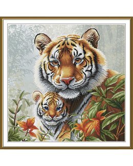 Stickpackung Bild Tigerin mit Jungem