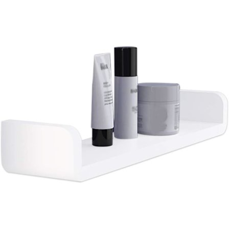 Valkoiset muoviset seinähyllyt kylpyhuoneeseen, imukuppi U-muotoinen, ZQKLA