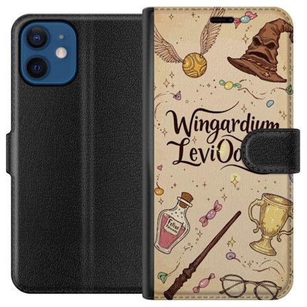 Kompatibel Tegnebogsetui til Apple Apple iPhone 12 Harry Potter Wingardium Leviosa magiske ikoner tryllestav Gylden Kugle Potter illustration