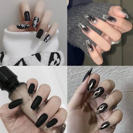 4 set falska naglar glänsande enfärgad medium och långa press naglar falska finger falska naglar dam naglar (4 färger)