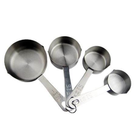 Køkkenmålebæger, rustfrit stål målebægersæt 4 stk. Metal Culinary Couture til tørre væskekøkkengadgets (1, 4-delt sæt)