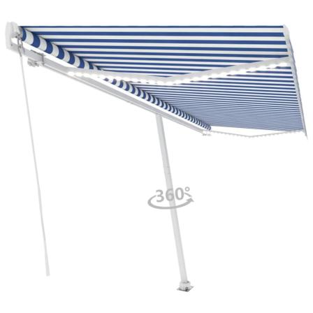 Vidaxl Markis Manuellt Infällbar Med Led 500x350 Cm Blå Och Vit Blå