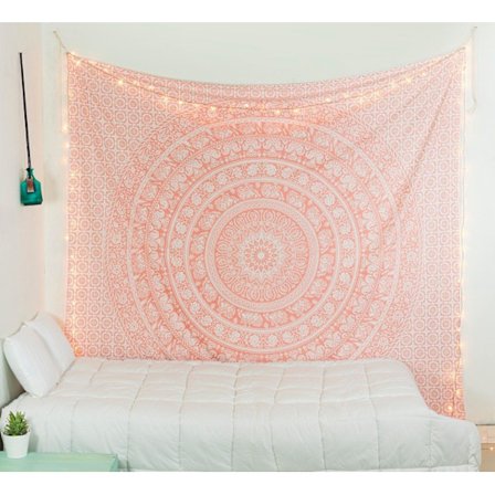 Mandala Bohemian Tapestry Trykt Mønster Tapestry Pink Tapestry