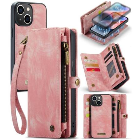 CASEME iPhone 15 Retro plånboksfodral - Rosa Rosa