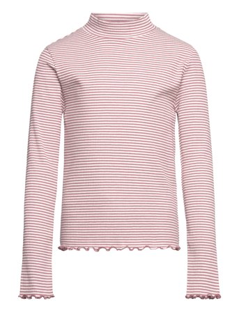 Scalloped Hem Striped T-Shirt Pink Mango