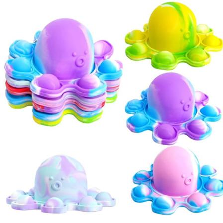 2-pack Fidget Toy Pop It Leksak Stress Relax Färgglad Bläckfisk/ Multifärg