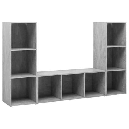 Vidaxl Tv-skåp 3 Delar Betonggrå 107x35x37 Cm Konstruerat Trä Grå