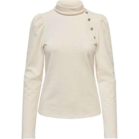 Only, Lela l/s rollneck shoulder top ecru Beige, Dames, Maat:L