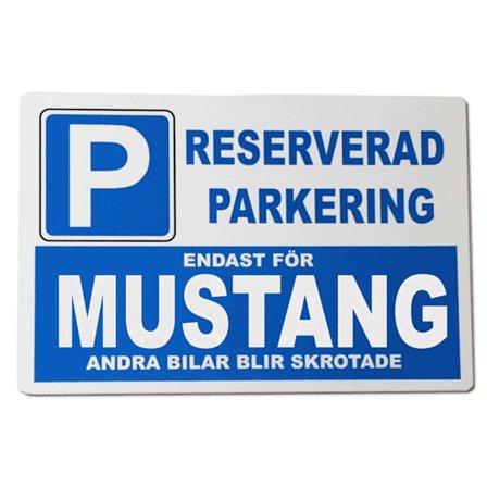 Metall plåtskylt med ' Mustang ' design - 30x20 cm skylt