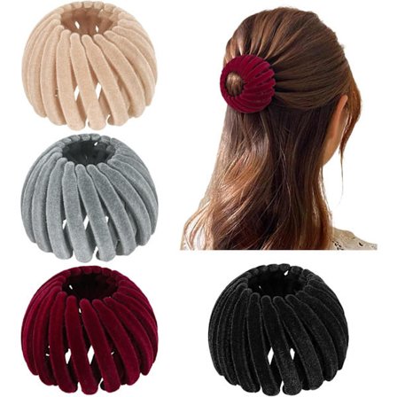 4 kpl Linnunpesä Hiusklipsit Samettinen Laajennettava Poninhäntäpidike Nutturan Muotoilija Klipsi Nuttura Laiska Lintu