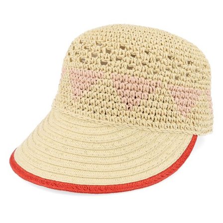 Seeberger - Beige fitted Keps - Paper Crochet Cap With Fancy Pattern Linen/Orange Fitted @ Hatstore