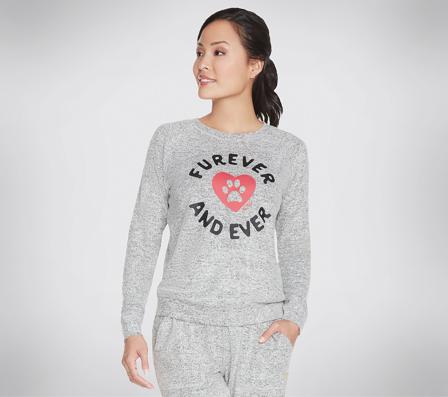 Skechers, BOBS Furever Cozy Pullover, M, Grå, Dame