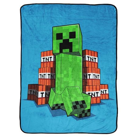 Minecraft, Creeper, TNT - extra mjuk fleece filt - 130x150 cm - 100% mikrofiber