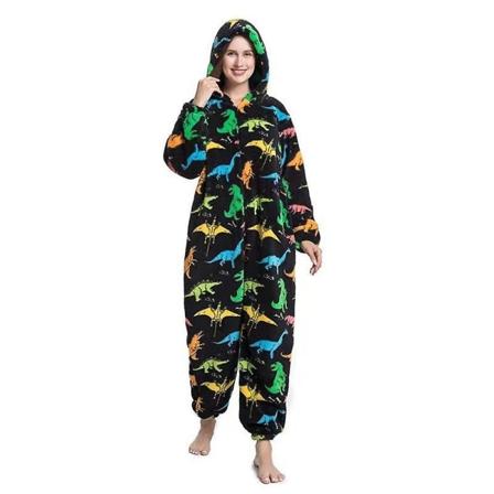Kvinnors vinterpyjamas i ett stycke tecknad print huvoverall varm hem klädsel style 3 XL