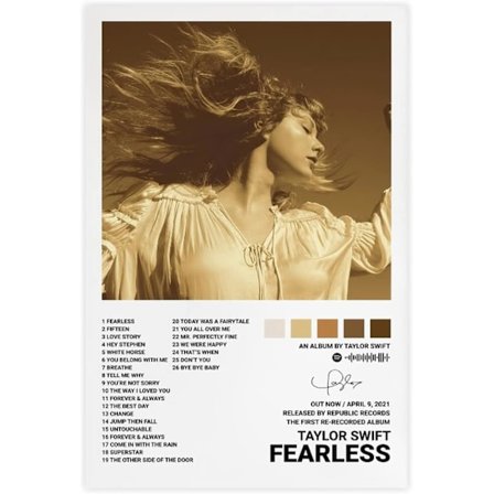 Pop Singer Canvas Poster för Taylor Swift För Rum Estetisk Canvas Väggkonst Sovrum FEARLESS 30*40cm