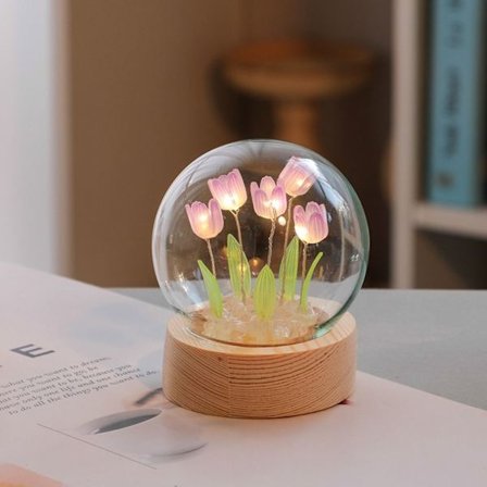 Tulip Night Light DIY Material LILA 5 BLOMMOR 5 BLOMMOR Purple 5 Flowers-5 Flowers