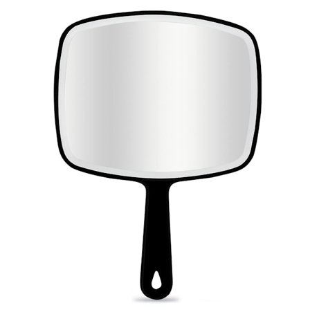 Stort håndholdt spejl, håndholdt spejl med håndtag, salonspejl til