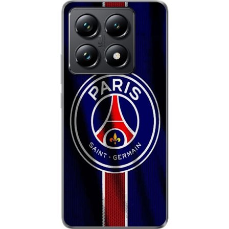 Kompatibelt Mobilskal till Xiaomi Xiaomi 14T Pro Paris Saint-Germain-emblem med Eiffeltornet i centrum, vertikal rand i rött och vitt på blå textil