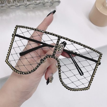 Rhinestone Mesh Glasses Y2K Solbriller C7 C7