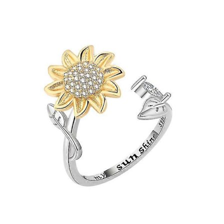 Angstdempende Fidget Ring Blomst Stress Relief Ring Spinner Meditasjonsring (LGL)