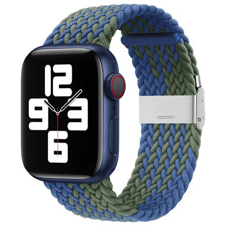 Kompatibel med Apple Watch-armband 42 mm 44 mm 45 mm, töjbara flätade sololoop-elastikband för kvinnor och män, ersättningssportarmband med rostfritt 